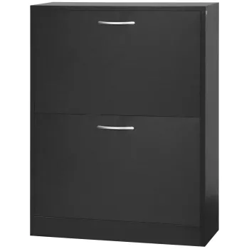 HOMCOM Dulap de Pantofi Mobilier Scara dim. 60L x 24l x 80H cm 2 Usi Batante Negru | Aosom Romania 8fa1 imagine