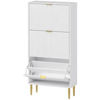 HOMCOM Dulap de pantofi pentru 18 perechi de pantofi cu 3 sertare rabatabile Alb | Aosom Romania 81db imagine