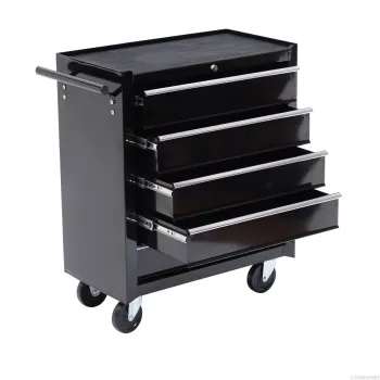 HOMCOM Dulap de scule, dulap de unelte, cu roti, 5 sertare, Otel, Negru | Aosom Romania 7535 imagine