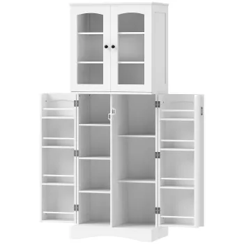 HOMCOM Dulap Debara Bucatarie cu 4 Usi cu 8 Compartimente 10 Rafturi Debara Moderna cu 4 Rafturi Reglabile Alb | Aosom Romania 1deb imagine