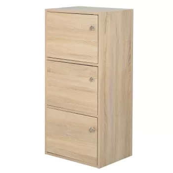 HOMCOM Dulap din lemn cu 3 Rafturi, cu Usii si Manere Rotunde Organizator Acasa Birou Sufragerie 22f4 imagine
