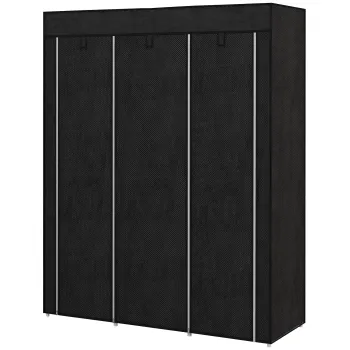 HOMCOM Dulap din Material Textil cu Baza Inaltata, 8 Rafturi si 2 Bare, 125x43x162.5 cm, Gri Inchis | Aosom Romania b788 imagine