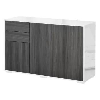 HOMCOM Dulap dulap multifunctional pentru camera de zi, bucatarie, birou, 2 sertare si 2 rafturi cu deschidere prin apasare, gri aab8 imagine
