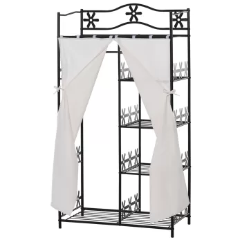 HomCom Dulap Haine  in Fier, Negru, 84x42x159cm 81b7 imagine