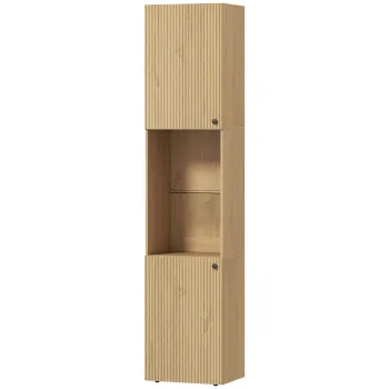 HOMCOM Dulap inalt pentru baie, corp coloana de depozitare 6 niveluri 2 usi si rafturi reglabile, 40x31x182cm, stejar | Aosom Romania d748 imagine