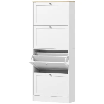 HOMCOM Dulap Ingust pentru Pantofi cu 3 Sertare si Rafturi Reglabile pe 2 Niveluri, 60x23,5x115 cm, Negru | Aosom Romania 163b imagine