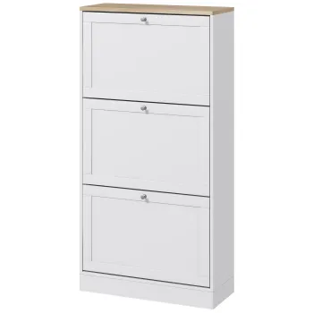 HOMCOM Dulap Ingust pentru Pantofi cu 3 Sertare si Rafturi Reglabile pe 2 Niveluri, 60x23,5x115 cm, Negru | Aosom Romania 42f1 imagine