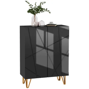 HOMCOM Dulap Ingust pentru Pantofi, Dulap Subtire pentru Depozitarea a 15-20 de Pantofi, 95x72x31.5 cm, Negru e836 imagine