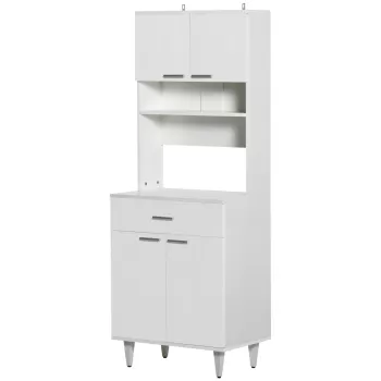 HOMCOM Dulap mare de bucatarie clasic din lemn, alb ce22 imagine
