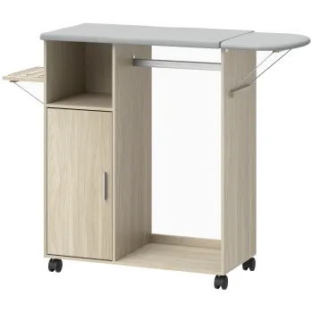 HOMCOM Dulap Masa Calcat - 3 Rafturi, Blat Burete & Ghidaj Rufe | Aosom Romania 0e77 imagine