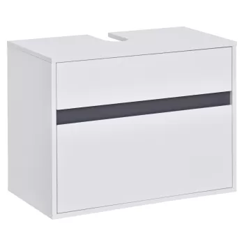 HOMCOM Dulap masca pentru chiuveta din MDF alb pentru baie cu 2 sertare 67 x 36 x 52 cm | AOSOM RO ee10 imagine