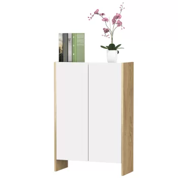 HOMCOM Dulap modern cu 2 usi, 2 parti de spatiu interior, din lemn, alb culoare stejar 60 x 25 x 90 cm 67dc imagine