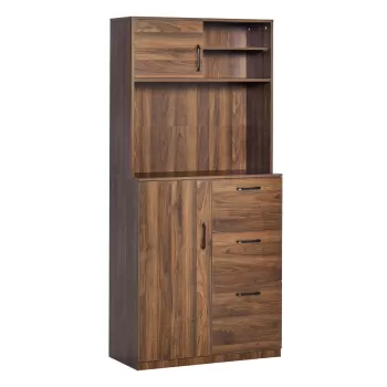 HOMCOM Dulap Modern cu 3 Sertare si Dulapioare, Mobila Camara pentru Bucatarie si Camera de zi din lemn, 80x40x178 cm | AOSOM RO 83d2 imagine