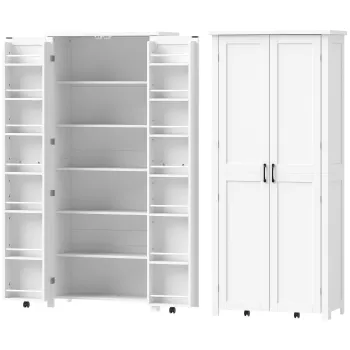 HOMCOM Dulap Modern de Bucatarie: Roti, 2 Usi, 14 Suporturi, Alb. | Aosom Romania 4d51 imagine