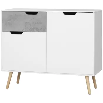 HOMCOM Dulap modern pentru depozitare, dulap decorativ cu sertar, 2 usi pentru dormitor, living, hol, gri deschis | AOSOM RO 2020 imagine