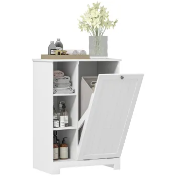 HOMCOM Dulap Modern pentru Rufe cu Cos Detasabil si  Compartimente de Depozitare, 60x38x86 cm, Alb | Aosom Romania ee84 imagine