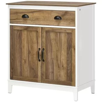 HOMCOM Dulap Multifunctional din PAL cu Dulap si Sertar in Stil Rustic, 78.5x39x89.4cm, Alb 2ab4 imagine