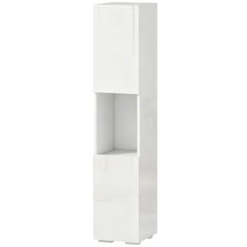 HOMCOM Dulap Multimedia Slim cu 5 Rafturi Reglabile, Alb | Aosom Romania ee04 imagine