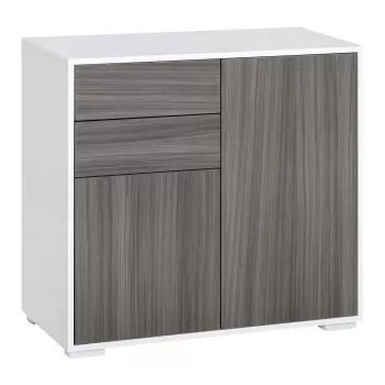 HOMCOM Dulap Multiuz 2 Sertare si 2 Compartimente cu usa, Deschidere prin apasare, Mobilier pentru Sufragerie, Bucatarie, Birou 297f imagine