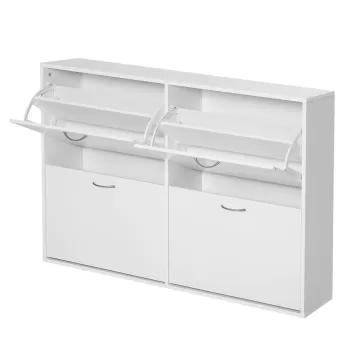 Homcom Dulap Pantofi Capacitate 24 Perechi din Lemn, Alb, 120x24x81cm db8d imagine