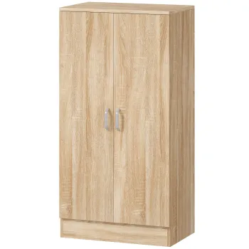 HOMCOM Dulap pantofi cu 2 usi, 6 rafturi reglabile, balamale soft-close pentru 14 perechi, lemn natural | Aosom Romania 2756 imagine