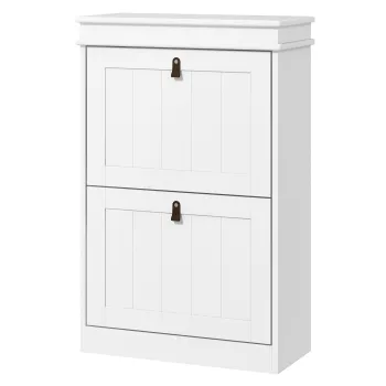 HOMCOM Dulap Pantofi Ingust cu 2 Usi Abative si Rafturi Ajustabile pentru 10 Perechi de Pantofi pentru Intrare 54x24x82,5 cm | Aosom Romania 75eb imagine