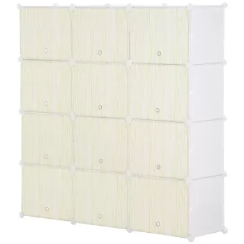 HOMCOM Dulap pantofi modular Economiseste spatiu pentru interior cu gauri de ventilatie, 12 cuburi din plastic PP si otel, 125x32x125cm, alb 5ece imagine
