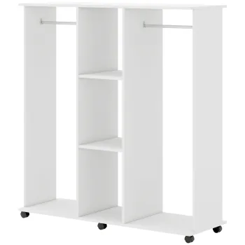HOMCOM Dulap-penderie mobilier de depozitare mobil 6 roti 120 x 40 x 128 cm din lemn alb | Aosom Romania ce0e imagine