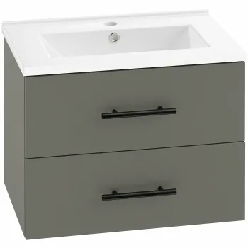 HOMCOM Dulap pentru Baie cu Lavoar din Ceramica, 2 Sertare, 61 x 40 x 48 cm, Verde | Aosom Romania 2f03 imagine