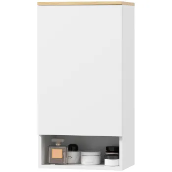 HOMCOM Dulap pentru Baie cu Rafturi Ajustabile si Compartiment Deschis, 40x27x77 cm, Alb | Aosom Romania 6fca imagine
