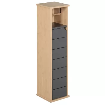 HOMCOM Dulap pentru baie pentru hartie igienica raft reglabil 18 x 18 x 75 cm | AOSOM RO 54a3 imagine