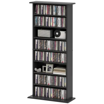 HOMCOM Dulap pentru CD-uri cu 6 Rafturi Reglabile pentru 360 CD-uri/185 DVD-uri Negru | Aosom Romania 23c7 imagine