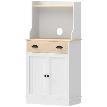 HOMCOM Dulap pentru cuptor cu microunde pentru bucatarie cu spatiu deschis 1 sertar si dulap cu 2 usi 61 x 35 x 125,4 cm stejar | Aosom Romania 3b8b imagine
