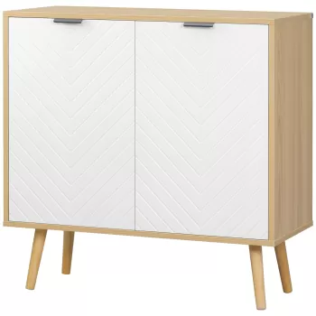 HOMCOM Dulap pentru depozitare modern, dulap cu rafturi reglabile pentru dormitor, living, hol, natural si alb | AOSOM RO f74a imagine