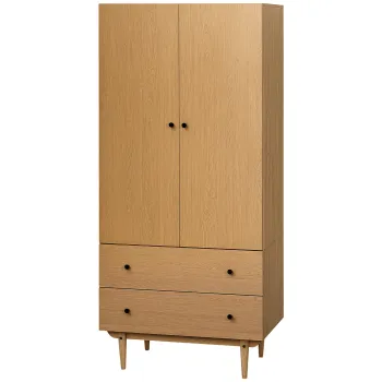 HOMCOM Dulap pentru haine dulap de depozitare pardesiu cu 2 usi, 2 sertare si bara pentru agatat - 80 x 52 x 180 cm - aspect lemn | Aosom Romania f0d6 imagine