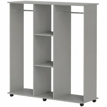 HOMCOM Dulap pentru haine, mobilier de depozitare mobil, 6 roti, 120 x 40 x 128 cm, gri | Aosom Romania a2ee imagine