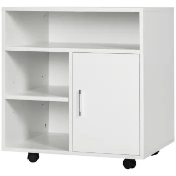 HOMCOM Dulap pentru Imprimanta cu Rafturi Deschise si Dulapior, Dulap Modern de Birou din Lemn, 60x50x65.5cm, Alb e965 imagine