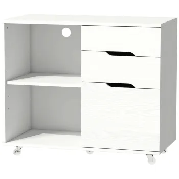 HOMCOM Dulap pentru imprimanta cu roti cu frana, 3 sertare, polite deschise, 80x40x68 cm, Alb | Aosom Romania 831f imagine