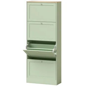 HOMCOM Dulap pentru incaltaminte 24 perechi, dulap cu 4 sertare rabatabile, polite reglabile, 60x23,5x153cm, verde | Aosom Romania bcc4 imagine