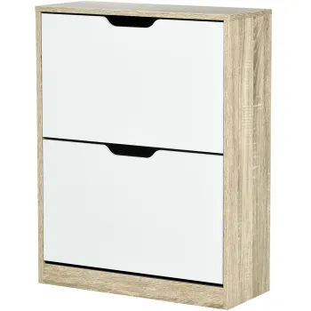 HOMCOM Dulap pentru Incaltaminte cu 2 Sertare Rabatabile, Dulap pentru 8 Perechi de Incaltaminte, 62,5x26x81 cm, Natural | Aosom Romania c92d imagine