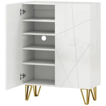 HOMCOM Dulap pentru incaltaminte cu 2 usi, raft pentru pantofi, depozitare cu 3 rafturi reglabile 72 x 31,5 x 95 cm, Alb | Aosom Romania 6056 imagine