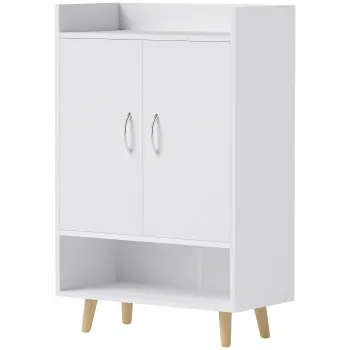 HOMCOM Dulap pentru incaltaminte, raft cu usi si polite, pentru hol, comoda moderna pentru pantofi, suporturi pentru pantofi, 60 x 30 x 92 cm, Alb | Aosom Romania 9a3c imagine