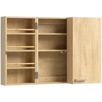 HOMCOM Dulap pentru medicamente montat pe perete, dulap cu dubla usa incuiabila 2 chei, 53x20x53cm, stejar | Aosom Romania b5b9 imagine