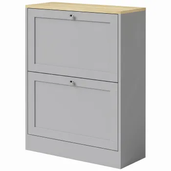 HOMCOM Dulap pentru pantofi 12 perechi, Dulap de intrare cu 2 sertare rabatabile si rafturi reglabile, 60 x 23,5 x 80cm, Gri | Aosom Romania ea32 imagine
