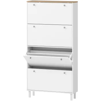 HOMCOM Dulap pentru Pantofi 32 Perechi cu 4 Sertare Rabatabile, Rafturi Reglabile, Modern, 80 x 23,5 x 157 cm, Alb | Aosom Romania adc5 imagine