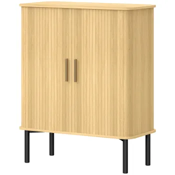 HOMCOM Dulap pentru Pantofi 5 Niveluri 15 Perechi cu Usi tip Rulou Glisante, Rafturi Reglabile, 78x38x95,2cm, Stejar | Aosom Romania 7d45 imagine
