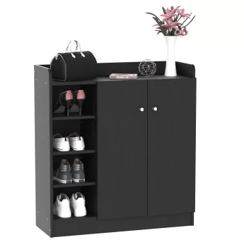HomCom dulap pentru pantofi, 83x30x90cm, negru | AOSOM RO 0234 imagine