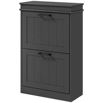 HOMCOM Dulap pentru Pantofi cu 2 Sertare pentru 10 Perechi de Pantofi, Mobilier cu Raft Reglabil, 54x24x82,5 cm, Negru | Aosom Romania 0add imagine