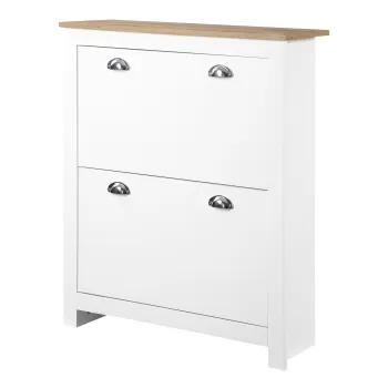 HOMCOM Dulap pentru Pantofi cu 2 Sertare pentru 12 Perechi de Incaltaminte, Dulap de Depozitare, 79x23x90,5 cm, Alb | Aosom Romania 9c6d imagine