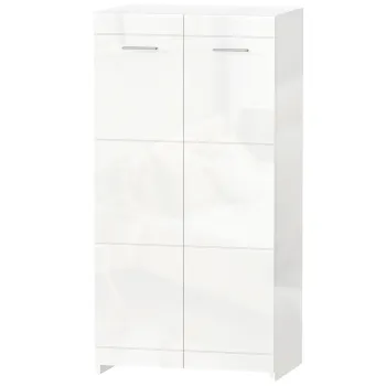 HOMCOM Dulap pentru pantofi cu finisaj lucios, depozitare cu rafturi reglabile pentru hol, intrare, spatiu pentru 10 perechi, Alb | Aosom Romania 7256 imagine